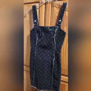 Forever 21 Black Corduroy Dress with White Dots